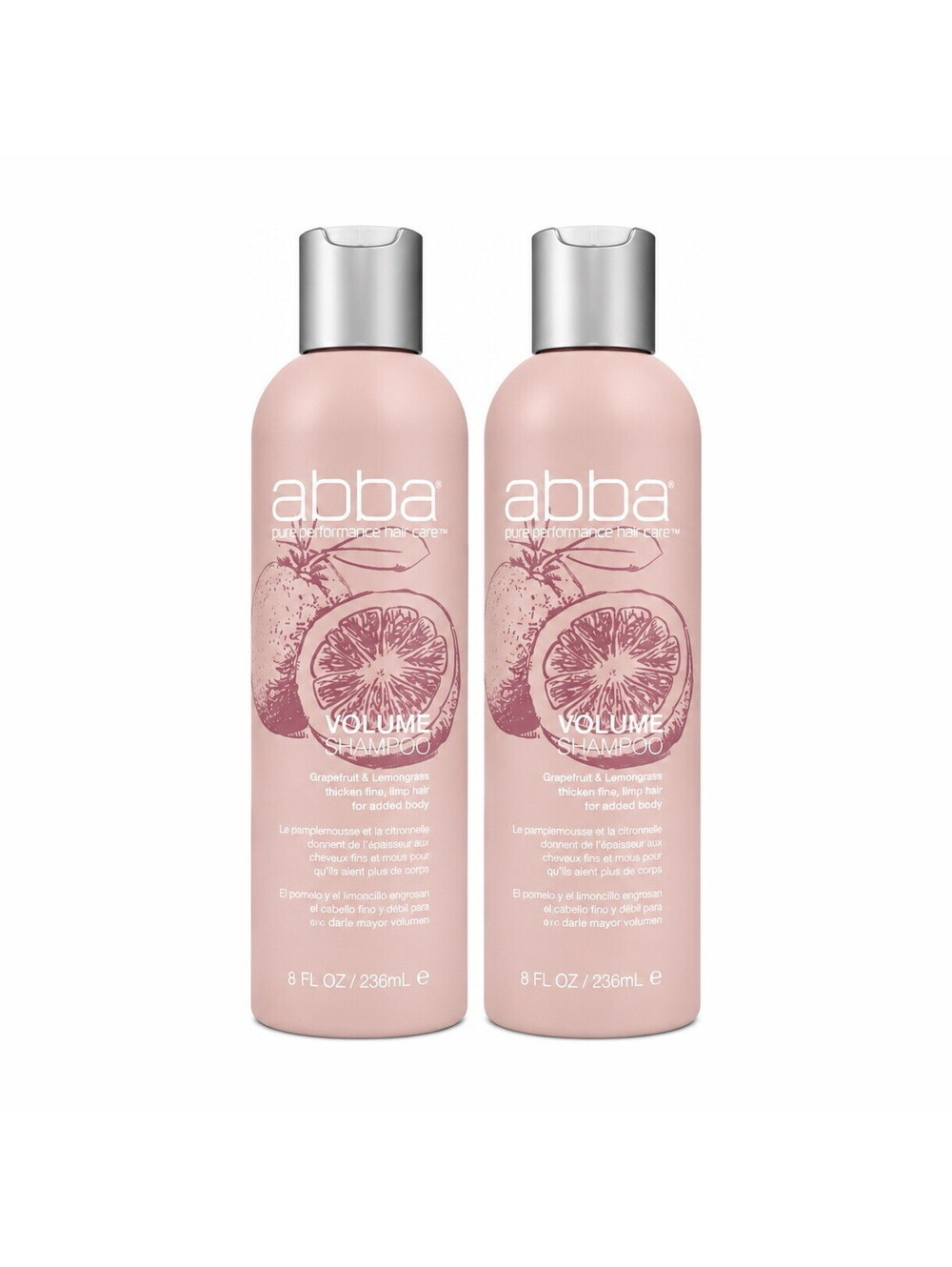 ABBA Volume Shampoo Duo 8 Fl Oz Each Grapefruit Lemongrass Thickening Set